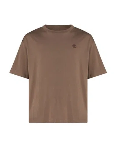 Timberland Man T-shirt Taupe Size S Cotton In Brown
