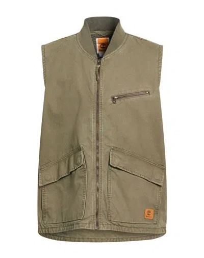 Timberland Man Vest Military Green Size L Cotton In Multi