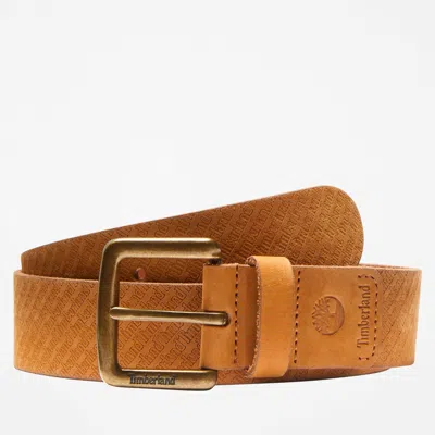Timberland Men's 38mm  Repeat Logo Belt In Gold