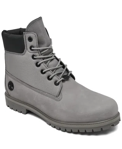 Timberland Men's 6 Inch Premium Waterproof Boots From Finish Line In Medium Gray Nubuck,black