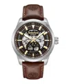 Timberland Men's Automatic Brown Dark Genuine Leather Watch, 44mm In Brown Dark
