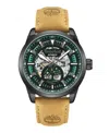 Timberland Men's Automatic Tan Genuine Leather Watch, 44mm In Tan
