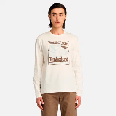 Timberland Men's Boot Graphic Long Sleeve T-shirt In White