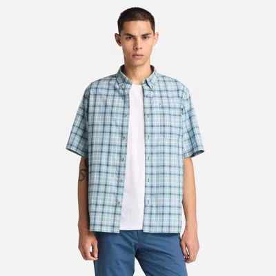 Timberland Men's Check Poplin Short-sleeve Shirt In Grey
