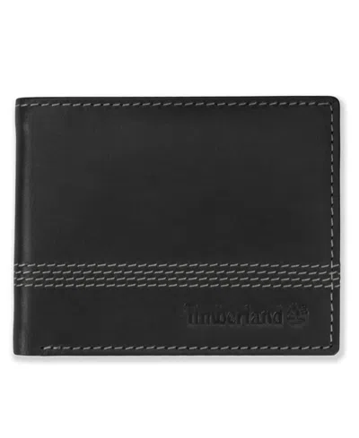 Timberland Men's Cloudy Leather Billfold Wallet In Black