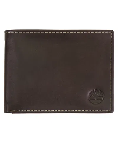 Timberland Men's Cloudy Passcase Leather Wallet In Brown