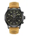 Timberland Men's Dress Sport Tan Genuine Leather Watch, 46mm In Tan