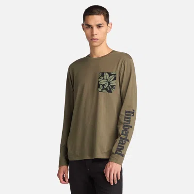 Timberland Men's Floral Chest Pocket Long-sleeve T-shirt In Multi