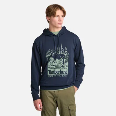 Timberland Men's Graphic Loopback Hoodie In Blue
