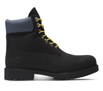 Pre-owned Timberland Men's Heritage 6'' Inch Waterproof Boot Blk Regeneratve Lthr A5rvz In Black