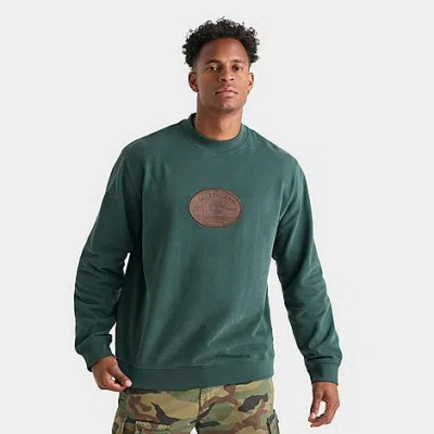 Timberland Men's Leather Badge Crewneck Sweatshirt In Green