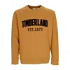 Timberland Men's Lightweight Crewneck Sweatshirt Modern Wash Brand Sweat Wheat Boot In Wheat Boot