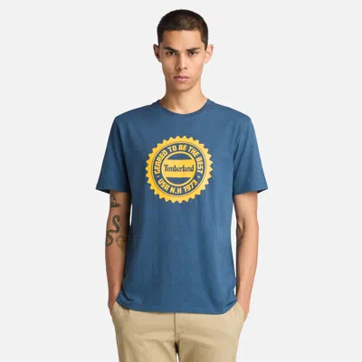 Timberland Men's Logo Short-sleeve Slub T-shirt In Blue