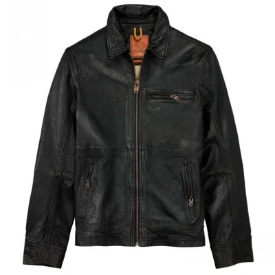 Pre-owned Timberland Men's Mount Major Goat Leather Bomber Jacket Black Xxl A1aei