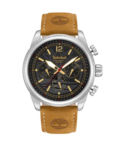 Timberland Men's Multi-function Quartz Callahan Sport Tan Leather Watch 46mm In Brown