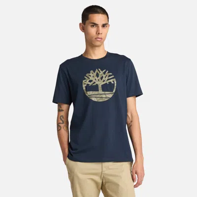 Timberland Men's Northwood Floral Tree Logo Short-sleeve T-shirt In Blue