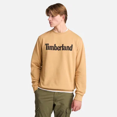 Timberland Men's Northwood Us Wordmark Logo Brushed Back Crew Neck Sweatshirt In Brown