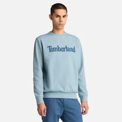 Timberland Men's Northwood Us Wordmark Logo Brushed Back Crew Neck Sweatshirt In Grey