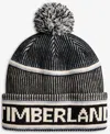 Timberland Men's Pom  Jacquard Logo Beanie Hat In Black