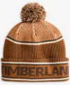Timberland Men's Pom  Jacquard Logo Beanie Hat In Brown