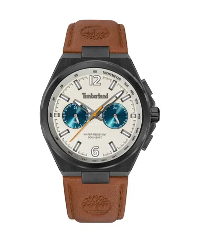 Timberland Men's Quartz Analog Genuine Leather Band Watch 43.5mm In Brown
