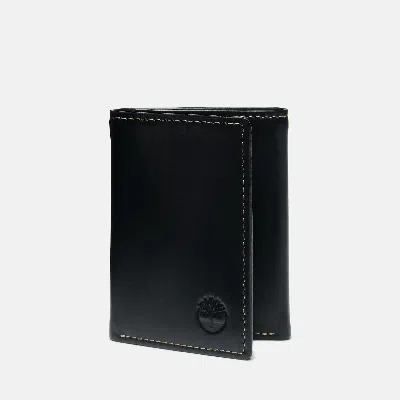 Timberland Men's Smooth Leather Trifold Wallet In Black