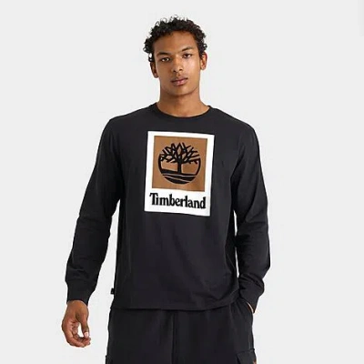 Timberland Men's Stack Logo Long-sleeve T-shirt In Black