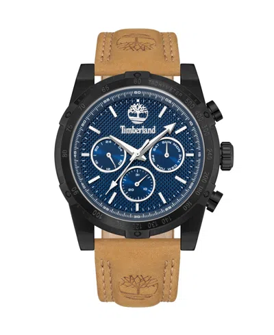 Timberland Men's Three Eye Multi-function Sport Henniker Ii Tan Leather Watch 45mm In Brown