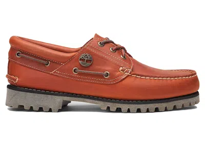Pre-owned Timberland Men's  3eye Lug Handsewn Boat Shoe Sneakers In Orange