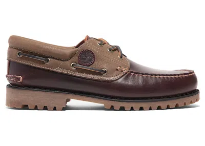 Pre-owned Timberland Men's  3eye Lug Handsewn Boat Shoe Sneakers In Root Beer