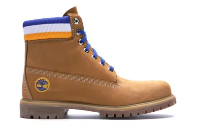 Pre-owned Timberland Men's  6" Boot Mitchell & Ness X Nba Golden State Warriors Sneakers In Wheat/blue