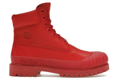 Pre-owned Timberland Men's  6" Boot Premium Bee Line Rubber Toe Wp Sneakers In Red Nubuck