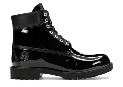 Pre-owned Timberland Men's  6" Boot Veneda Carter Black Sneakers In Black Patent Leather