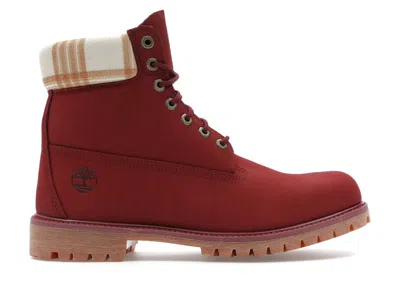 Pre-owned Timberland Men's  6" Heritage Waterproof Boot Sneakers In Dark Red/plaid
