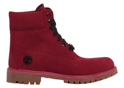 Pre-owned Timberland Men's  6" Premium Waterproof Boot Black Sneakers In Medium Red