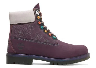 Pre-owned Timberland Men's  6" Premium Waterproof Boot Día De Muertos Sneakers In Dark Purple