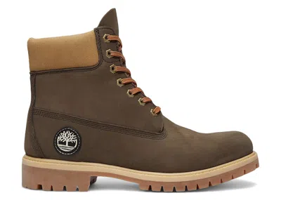 Pre-owned Timberland Men's  6" Premium Waterproof Boot Nubuck Sneakers In Dark Brown/olive