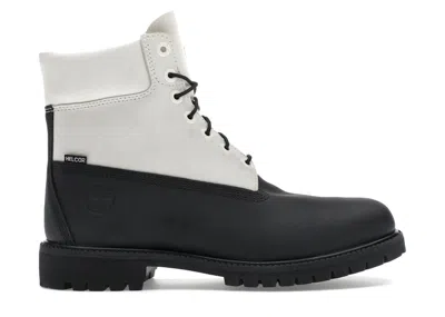 Pre-owned Timberland Men's  6" Ski School Premium Waterproof Boot Helcor Leather Sneakers In Black/white