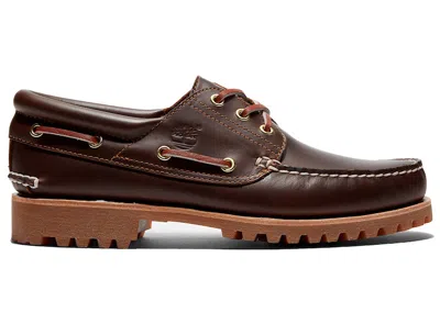 Pre-owned Timberland Men's  Authentics 3 Eye Classic Lug Fullgrain Leather Sneakers In Brown