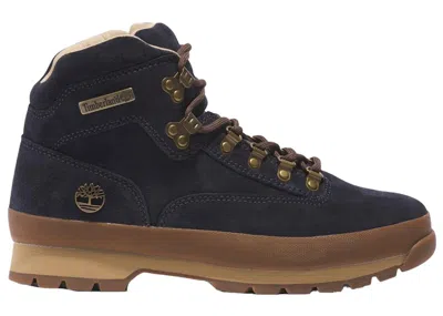 Pre-owned Timberland Men's  Euro Hiker Mid Lace Up Sneakers In Dark Blue Suede