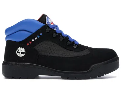 Pre-owned Timberland Men's  Field Boot Nba 76ers Sneakers In Black Nubuck