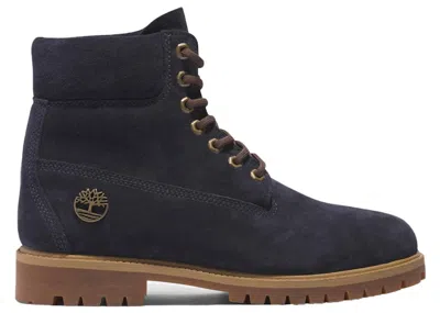 Pre-owned Timberland Men's  Heritage 6 Inch Lace Up Waterproof Sneakers In Dark Blue Suede