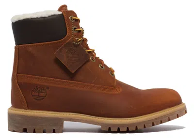 Pre-owned Timberland Men's  Heritage 6" Premium Boot Shearling Lined Sneakers In Rust