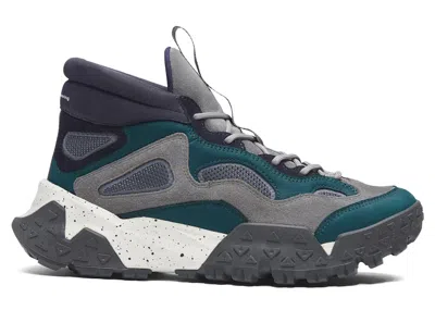 Pre-owned Timberland Men's  Motion Scramble Mid White Mountaineering Sneakers In Grey Leather/teal