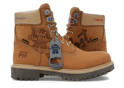 Pre-owned Timberland Men's  Pro 6" Soft Toe Work Boot Pabst Blue Ribbon Nubuck Sneakers In Wheat In Sand