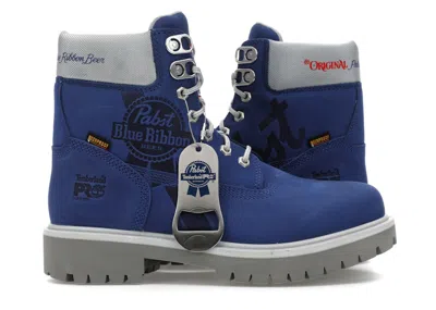 Pre-owned Timberland Men's  Pro 6" Soft Toe Work Boot Pabst Ribbon Nubuck Sneakers In Blue