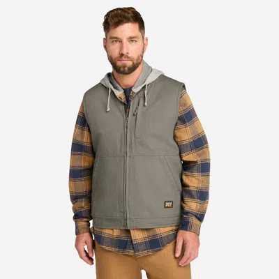 Timberland Men's  Pro Gritman Fleece-lined Canvas Vest In Gray