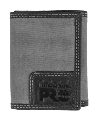 Timberland Men's  Pro Whitney Canvas Trifold Wallet In Gray