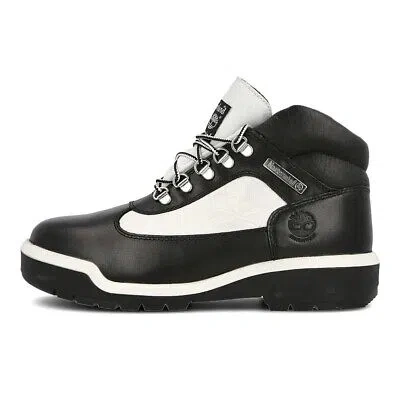 Pre-owned Timberland Men's  Waterproof Field Boot Mid Black Nubuck (tb0a297v 015) In Black/white