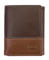 Timberland Men's Two-tone Trifold Leather Wallet In Brown Tan